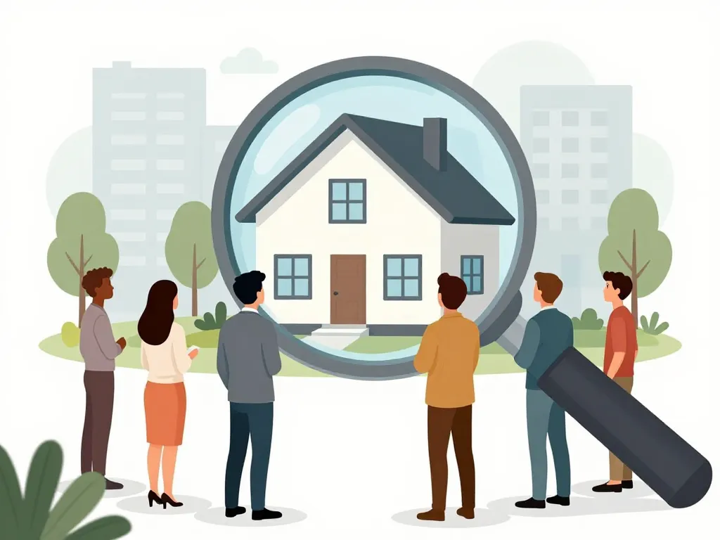 Acheteurs observant maison belledemeure moderne