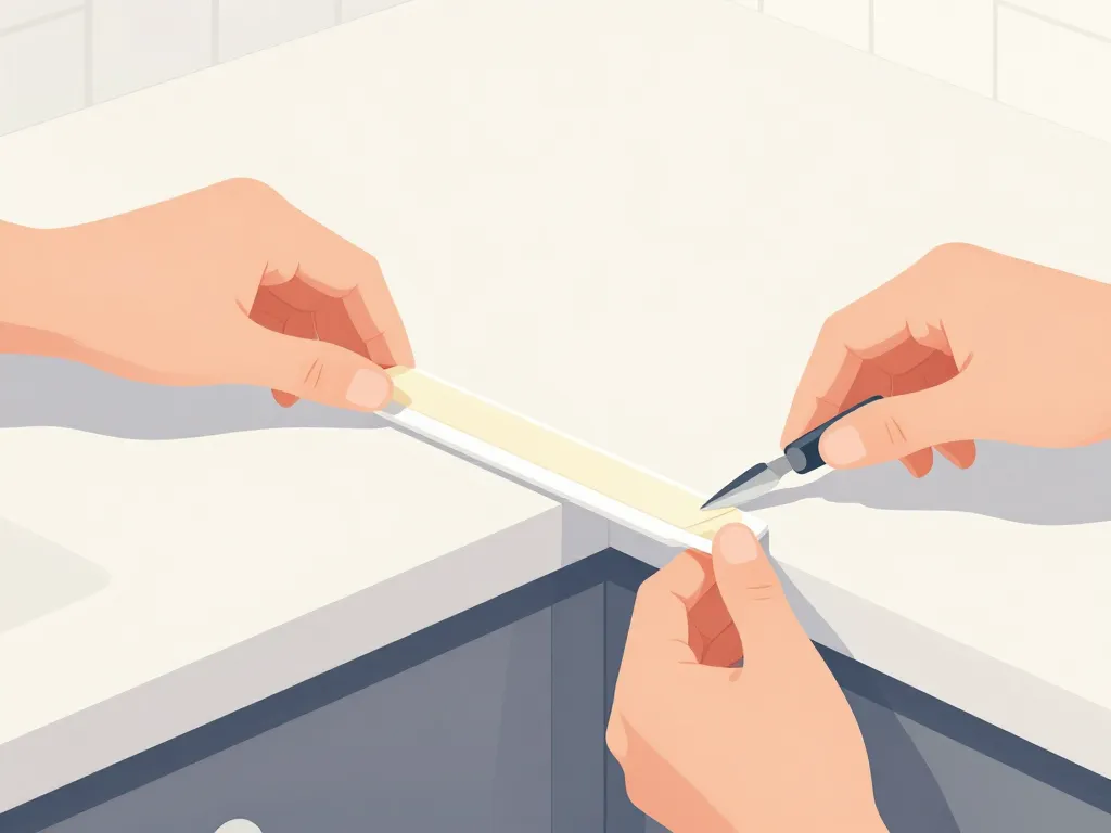 schéma pose chant de plan de travail finitions