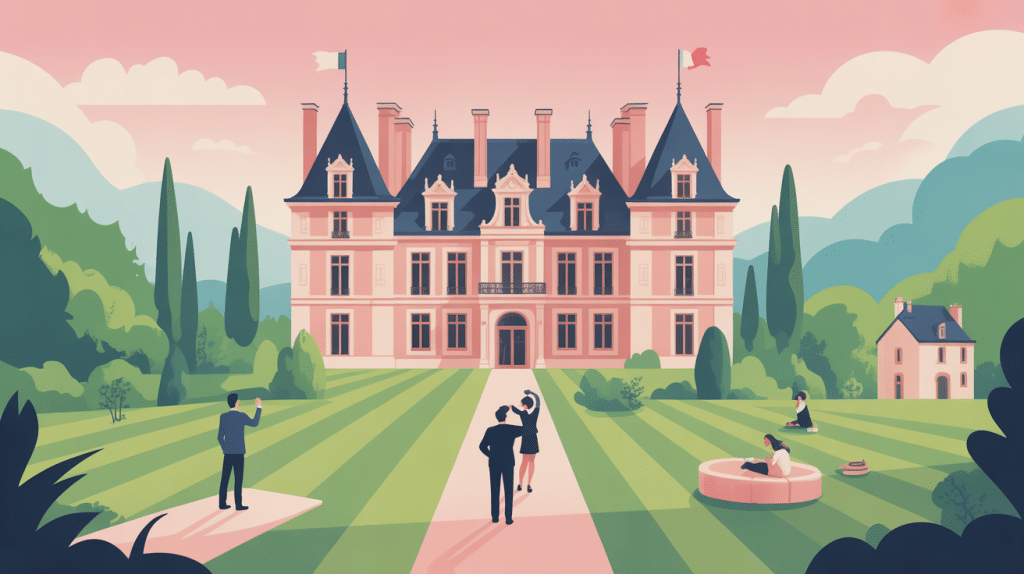 illustration chateau a vendre en france paysage verdoyant