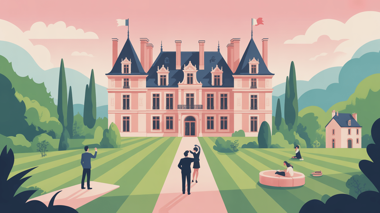 illustration chateau a vendre en france paysage verdoyant