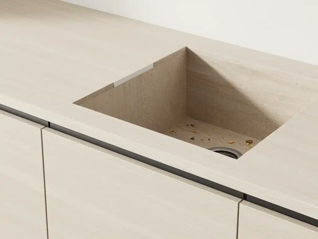 diagramme coupe concept evier sous plan de travail