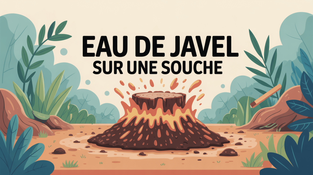 détruire souche eau de javel illustration jardin