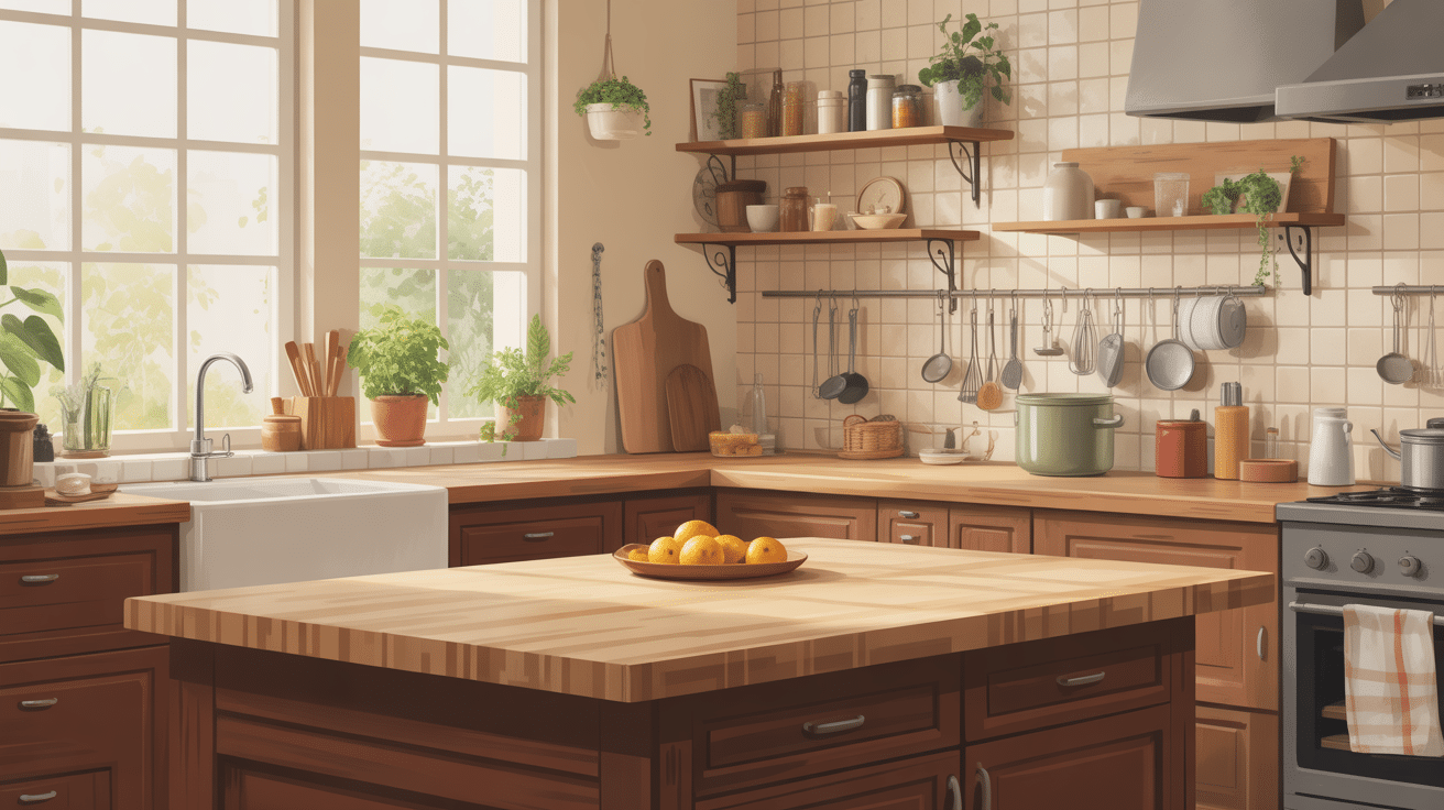 plan de travail bois entretien cuisine lumineuse
