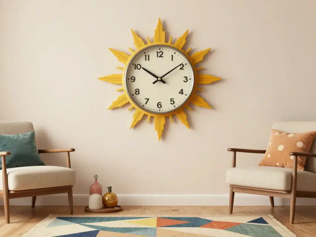 horloge vintage année 50 intégrée intérieur moderne