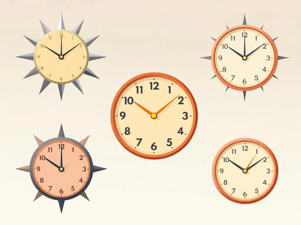 horloge vintage année 50 typologies soleil couleurs pastel