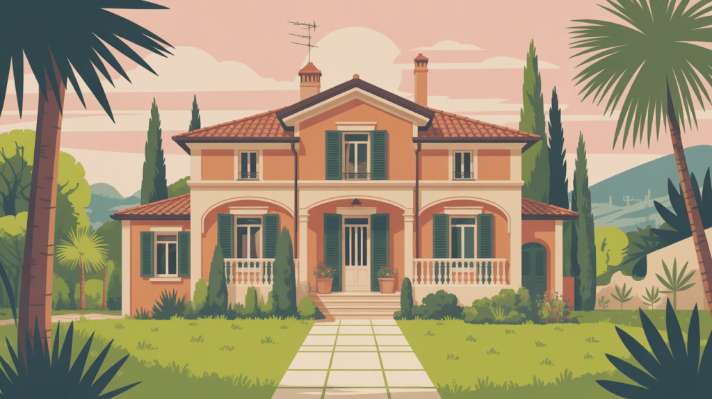 Maisons italiennes illustration façade terrasse