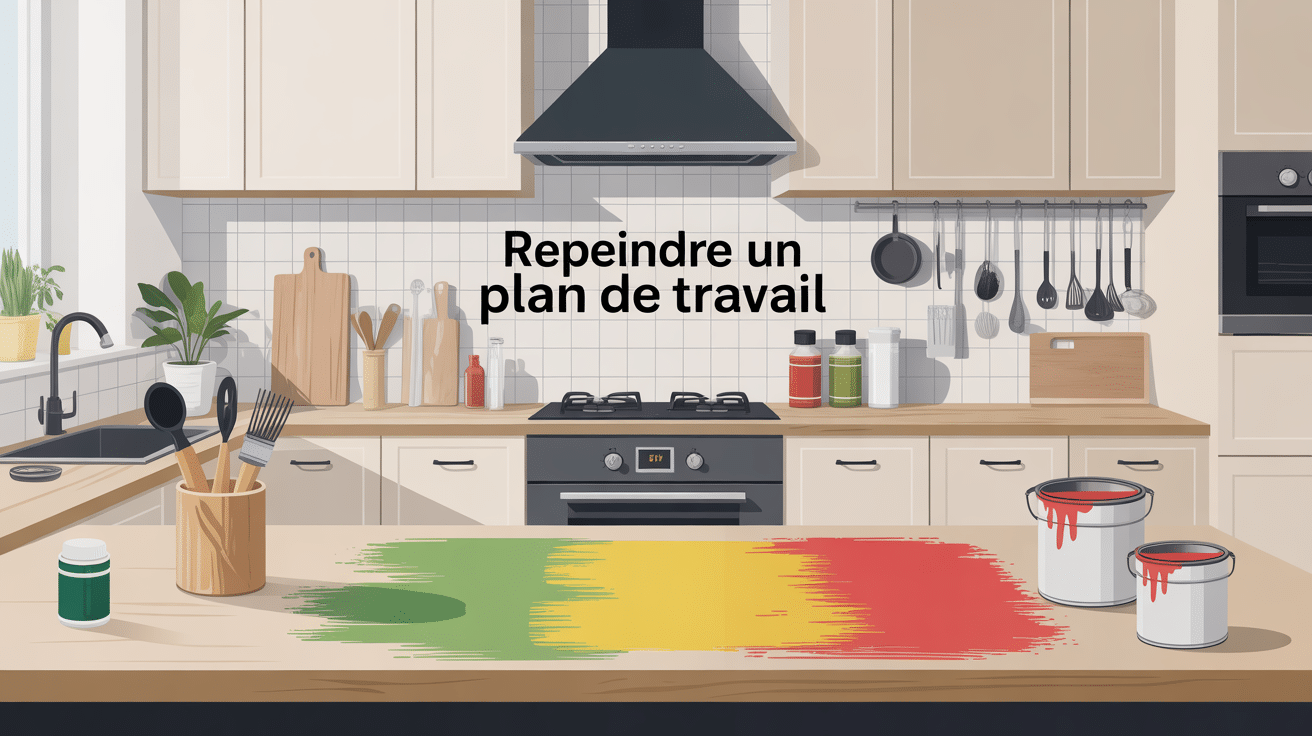 peindre un plan de travail fraichement repeint cuisine moderne
