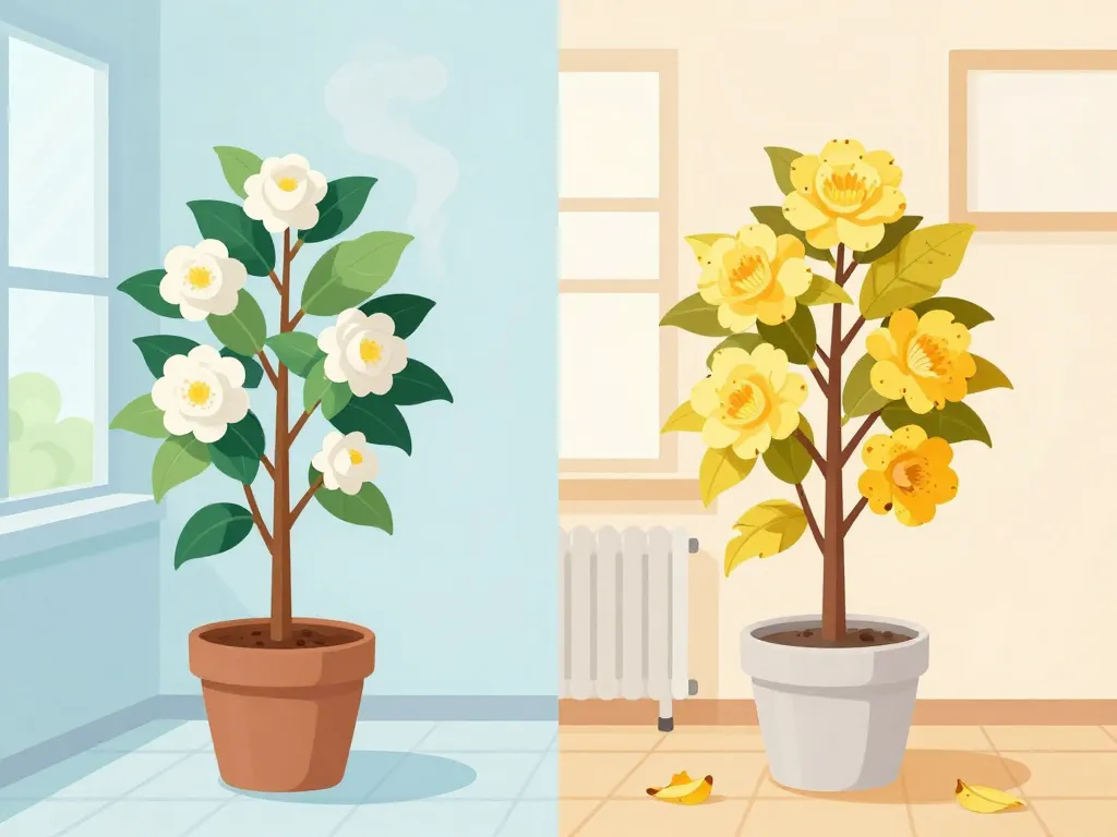 Peut on garder un camelia à l'intérieur, comparaison intérieur adapté et non adapté