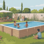 Piscine sur palette dans jardin ambiance récup DIY