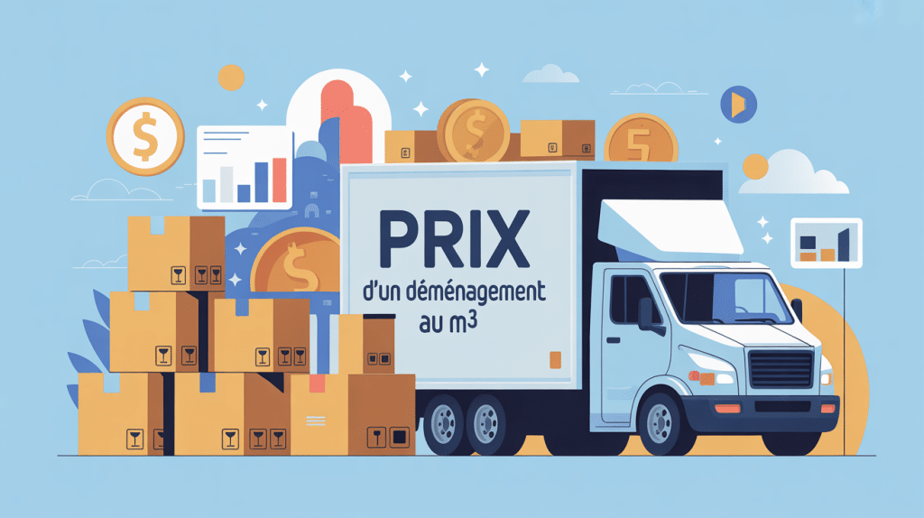 illustration prix d'un demenagement au m3 camion et cartons
