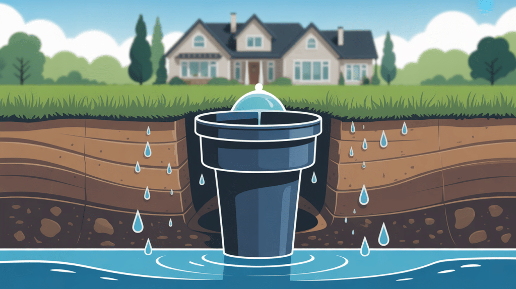 illustration fonctionnement puisard pvc sous pelouse maison