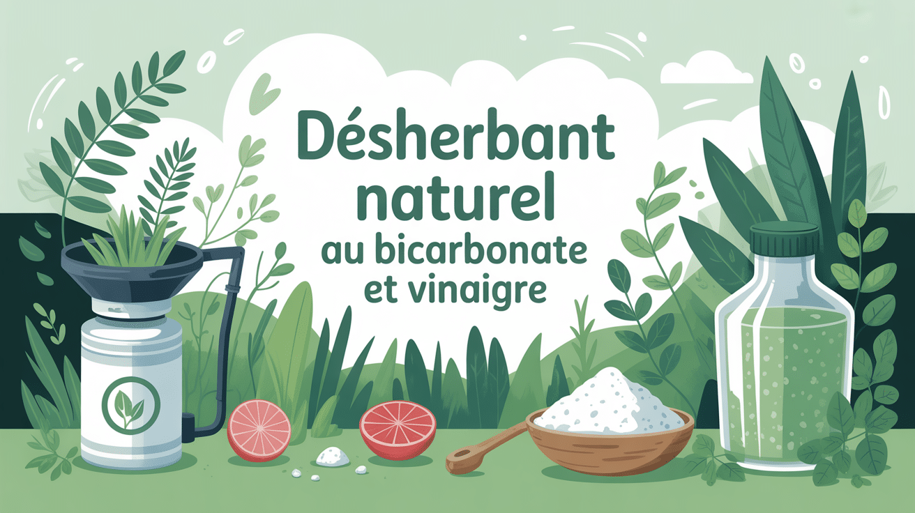 illustration recette désherbant naturel bicarbonate et vinaigre