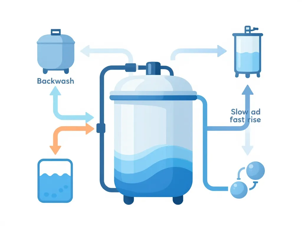 régénération adoucisseur combien de litre diagramme fonctionnement