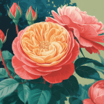 rosa super star massif fleurs orangé corail jardin