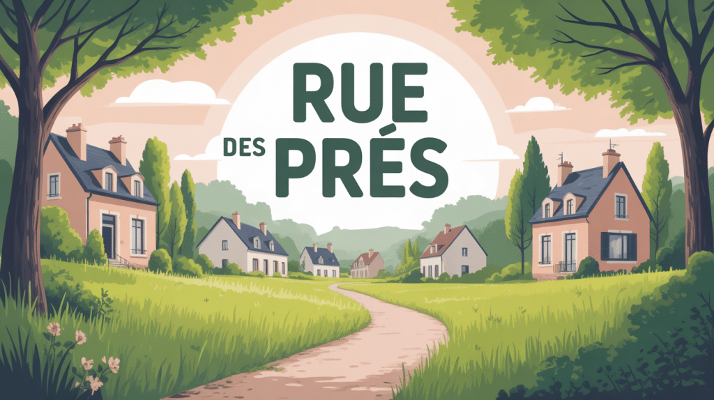 illustration stylisée rue des prés village nature quartier résidentiel