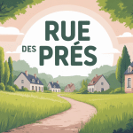 illustration stylisée rue des prés village nature quartier résidentiel