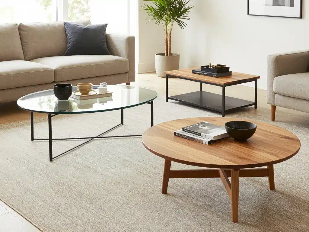 différents styles et matériaux de table de salon basse design