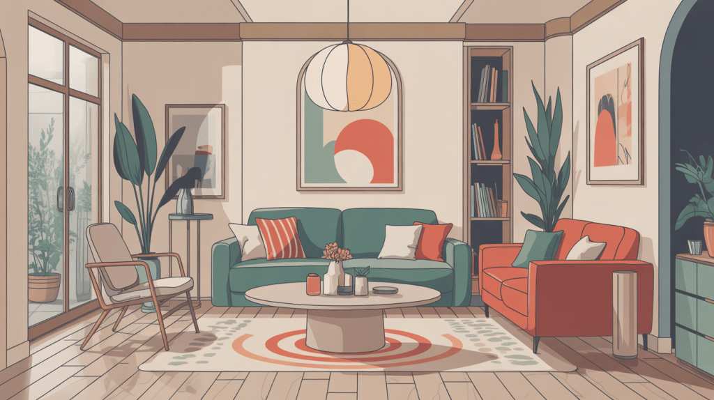 table de salon basse design au centre d’un salon contemporain