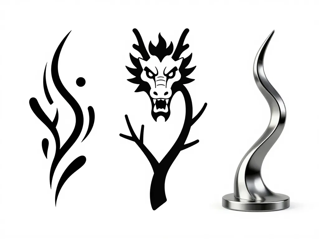 diagramme usages tete de dragon tattoo logo sculpture