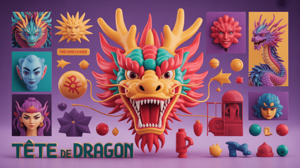 illustration tete de dragon style 3D à travers les cultures