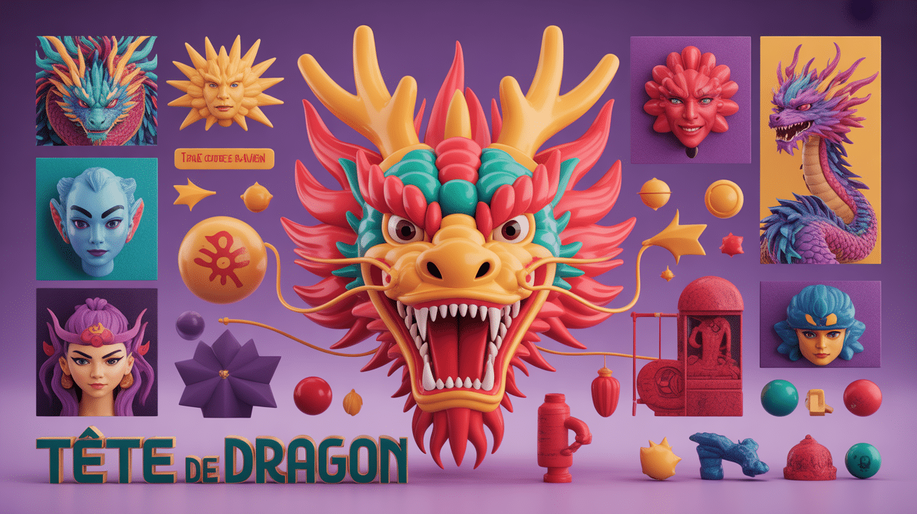 illustration tete de dragon style 3D à travers les cultures