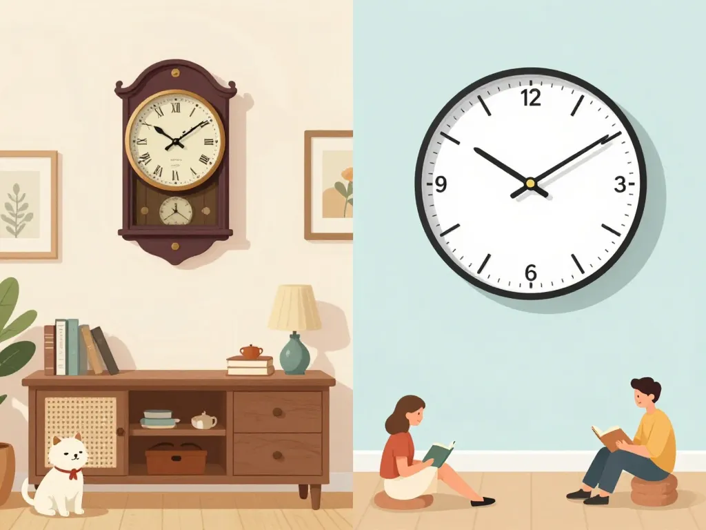 tic tac horloge silencieuse et mécanique en milieu décoratif