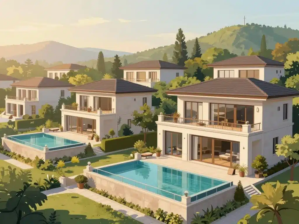 villas de luxe piscine jardin vue panoramique