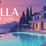 villa de luxe illustration globale piscine paysage méditerranéen