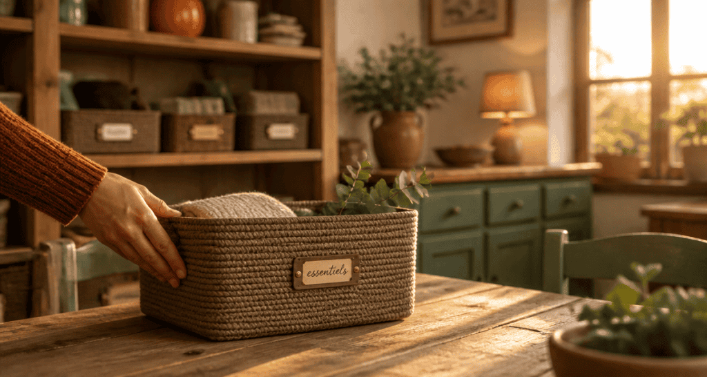 aide rangement maison étagères panier