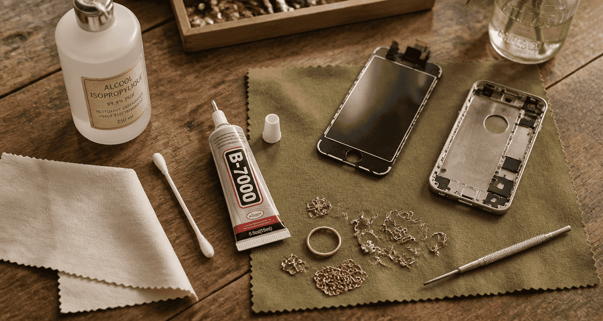 colle b-7000 sur plan de travail avec accessoires