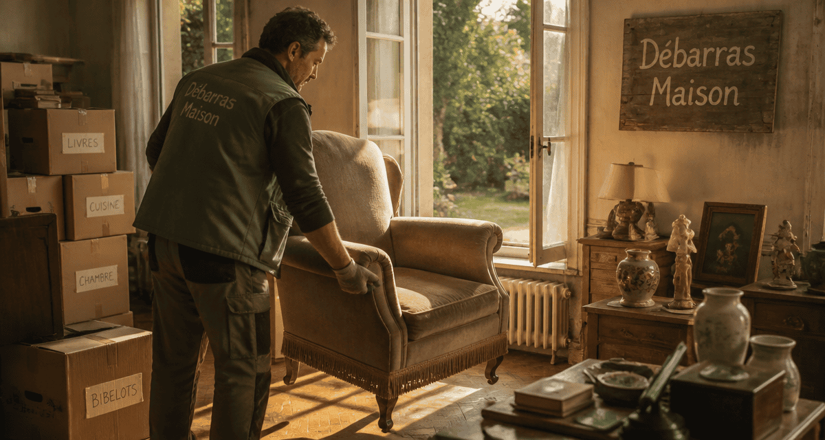 debarras maison fauteuil cartons