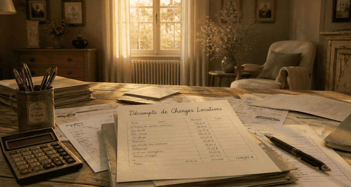 décomptes de charges locatives sur table ensoleillée