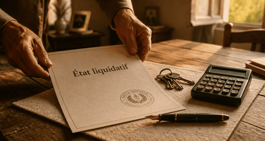 etat liquidatif document officiel sur table