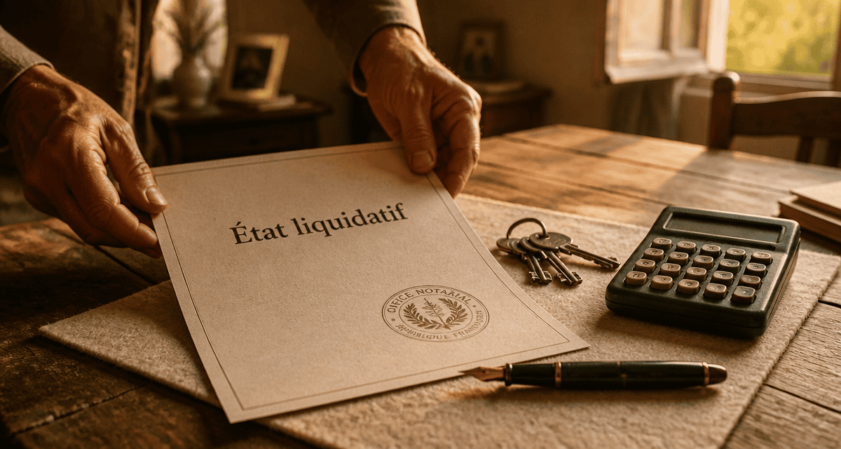 etat liquidatif document officiel sur table