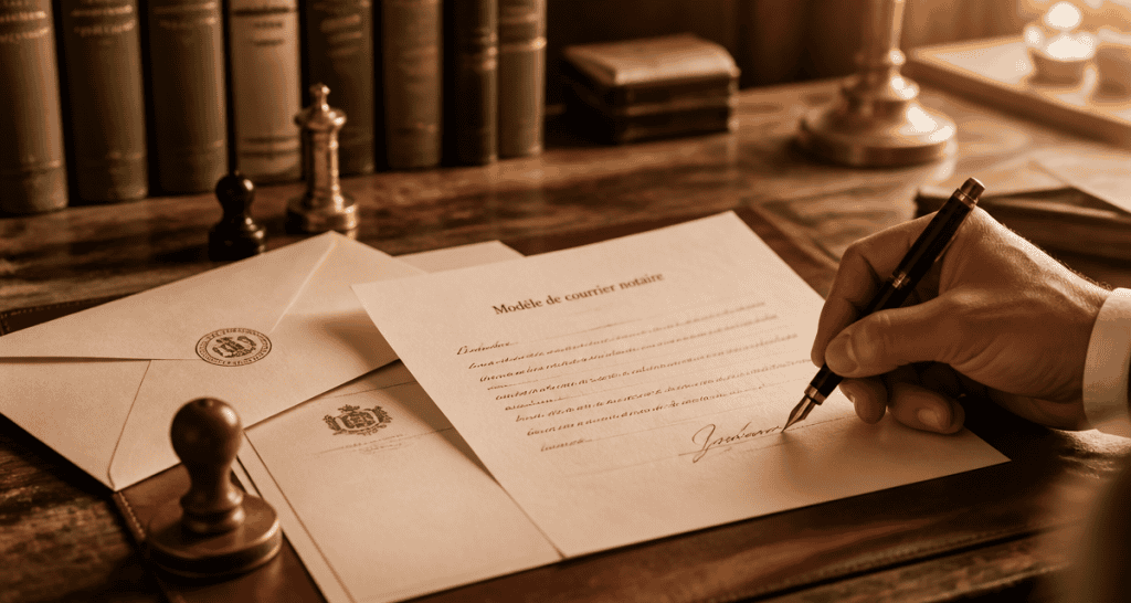 modèle de lettre pour un notaire signé sur bureau