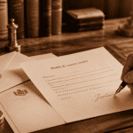 modèle de lettre pour un notaire signé sur bureau