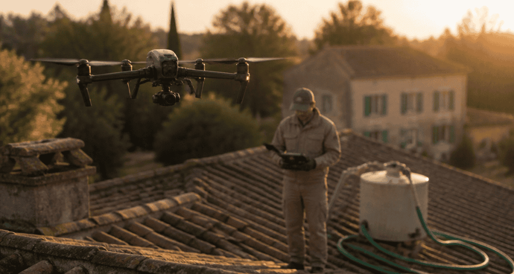 nettoyage toiture par drone avis sur toit ancien