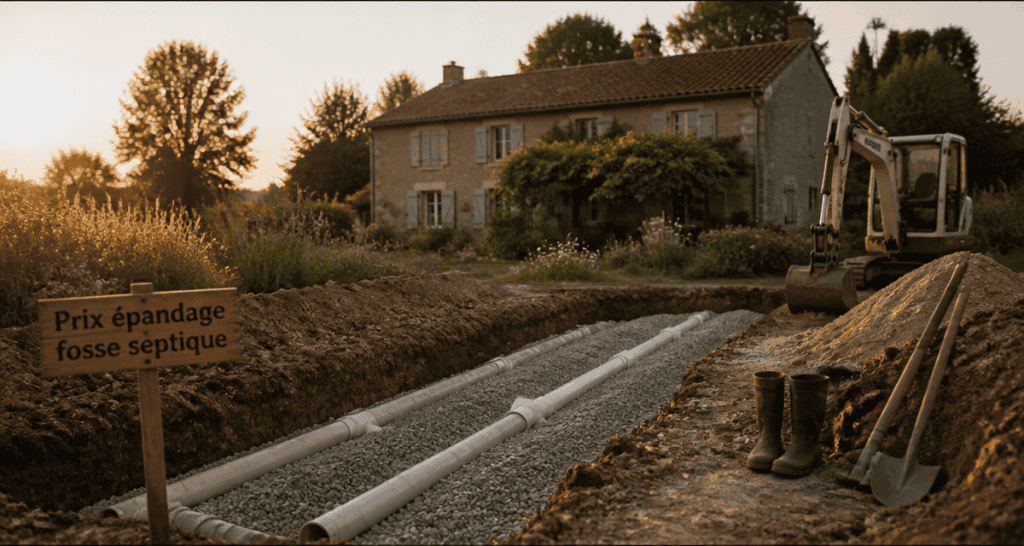prix épandage fosse septique tranchée et tuyaux