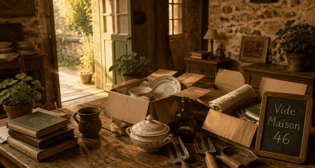 Vide maison 46 table tri objets Lot