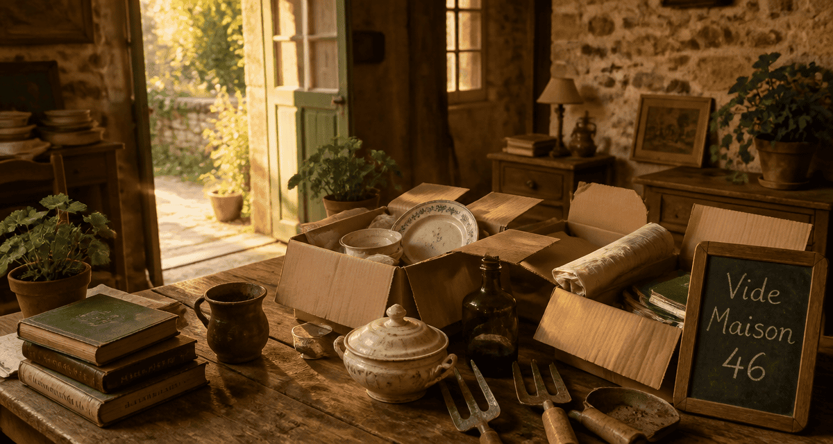 Vide maison 46 table tri objets Lot