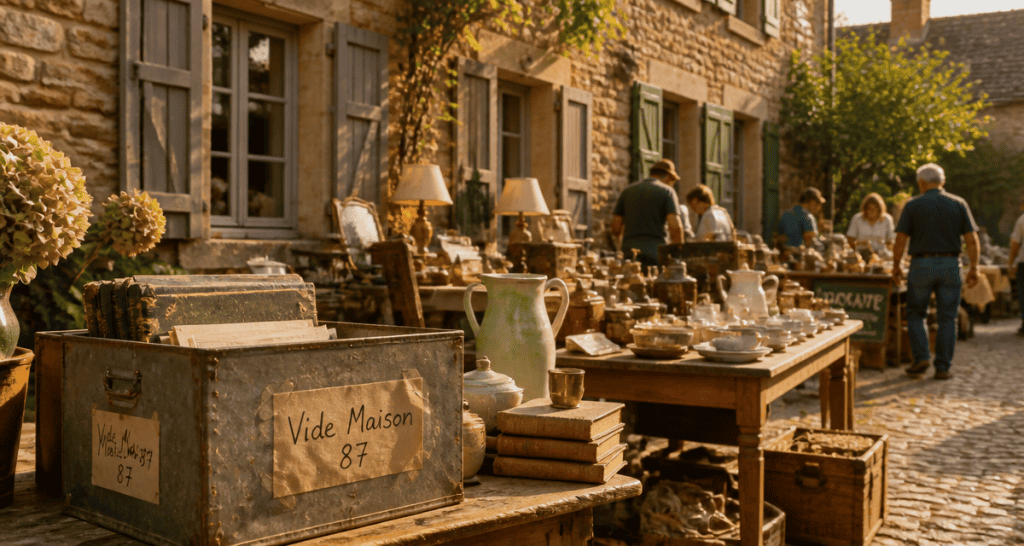 vide maison 87 cour pavée objets anciens