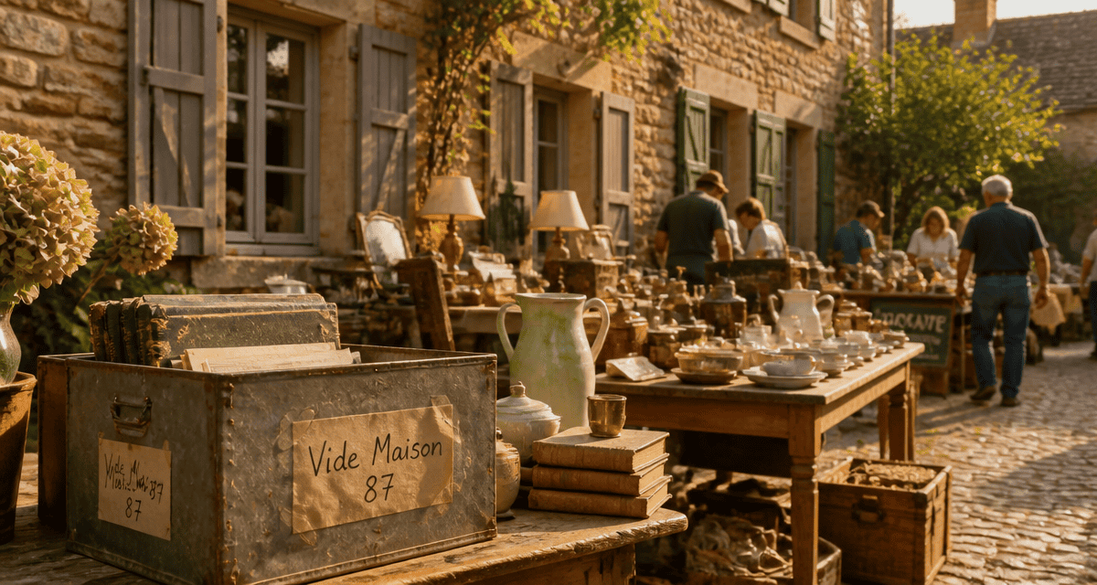 vide maison 87 cour pavée objets anciens