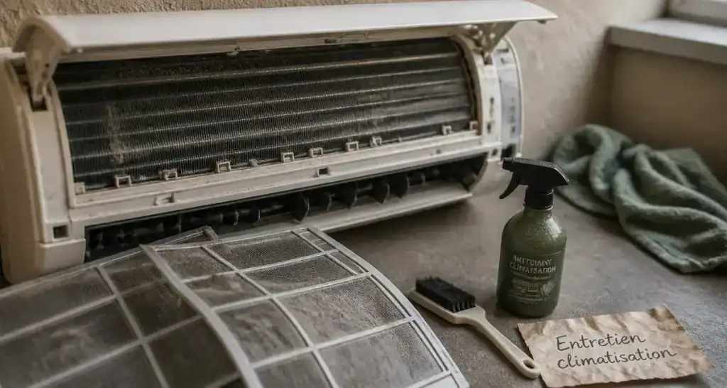 Climatiseur nettoyage : filtre et ailettes nettoyés