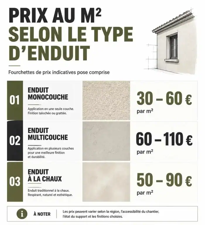 Comparatif des prix au m2 des différents types d'enduit de façade