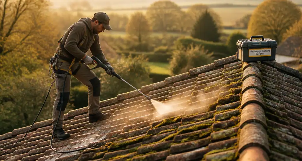 nettoyage toiture karcher sur tuiles anciennes