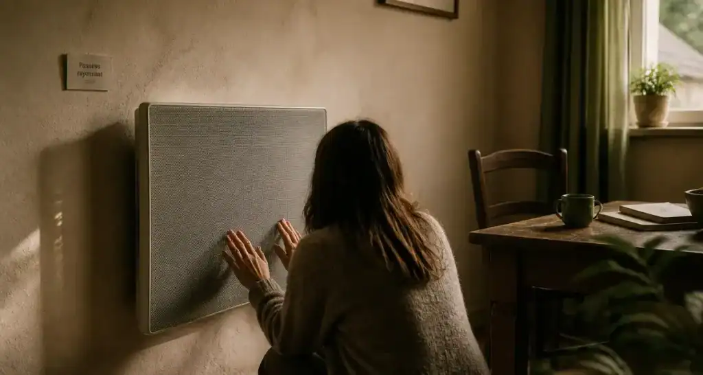 Panneau rayonnant mural en intérieur, chaleur ressentie