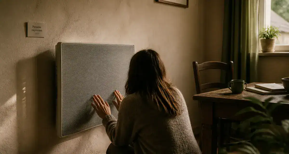 Panneau rayonnant mural en intérieur, chaleur ressentie