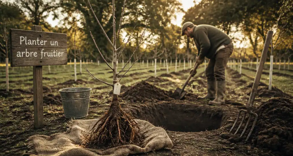 quand planter un arbre fruitier jeune arbre racines nues plantation