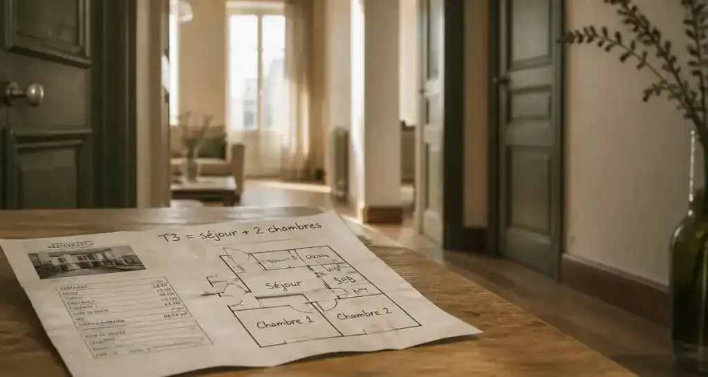 t3 combien de chambre : séjour et deux chambres