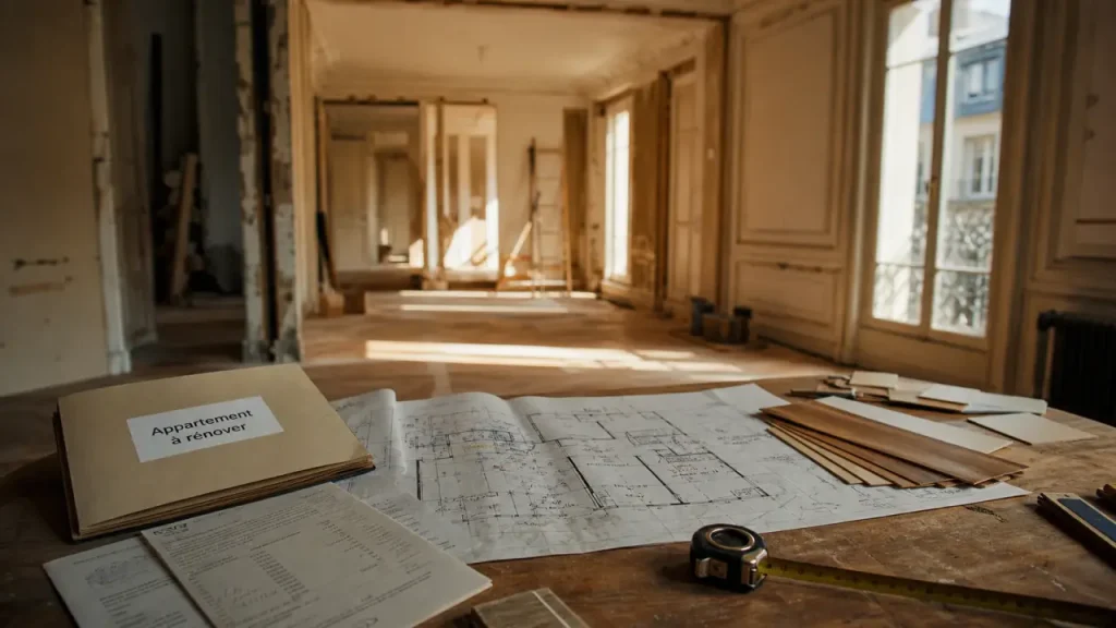 Acheter appartement avec travaux Paris : intérieur en chantier et potentiel